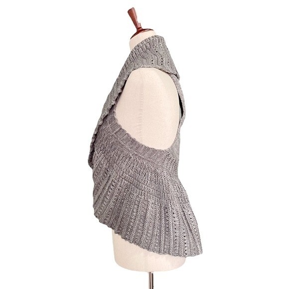Mudd Y2K Sweater Vest Vintage Gray Shawl Collar Fall Sweater Shrug Size Medium - Picture 2 of 11
